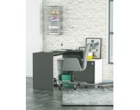 Rohový PC stolík Moris - biela / grafit