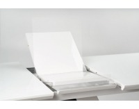 Rozkladací jedálenský stôl Mortis - biely lesk / tmavosivá