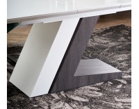 Rozkladací jedálenský stôl Mortis - biely lesk / tmavosivá