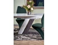 Rozkladací jedálenský stôl Mortis - biely lesk / tmavosivá