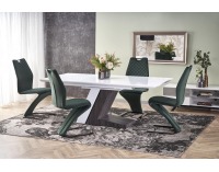 Rozkladací jedálenský stôl Mortis - biely lesk / tmavosivá