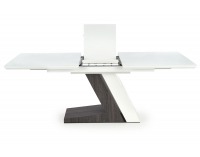 Rozkladací jedálenský stôl Mortis - biely lesk / tmavosivá