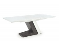 Rozkladací jedálenský stôl Mortis - biely lesk / tmavosivá