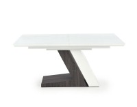 Rozkladací jedálenský stôl Mortis - biely lesk / tmavosivá