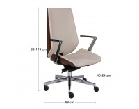 Kancelárska stolička s podrúčkami Munos Wood AL1 - krémová / svetlý orech / chróm
