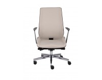 Kancelárska stolička s podrúčkami Munos Wood AL1 - krémová / svetlý orech / chróm