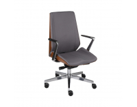 Kancelárska stolička s podrúčkami Munos Wood AL1 - tmavosivá / svetlý orech / chróm