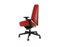 Kancelárska stolička s podrúčkami Munos Wood - červená (Valencia 02) / svetlý orech / čierna