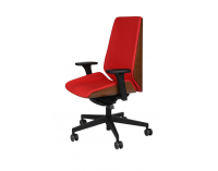 Kancelárska stolička s podrúčkami Munos Wood - červená (Valencia 02) / svetlý orech / čierna