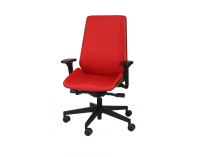 Kancelárska stolička s podrúčkami Munos Wood - červená (Valencia 02) / svetlý orech / čierna