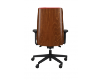 Kancelárska stolička s podrúčkami Munos Wood - červená (Valencia 02) / svetlý orech / čierna
