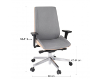 Kancelárska stolička s podrúčkami Munos Wood - tmavosivá / buk prírodný / chróm