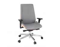 Kancelárska stolička s podrúčkami Munos Wood - tmavosivá / buk prírodný / chróm