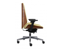 Kancelárska stolička s podrúčkami Munos Wood - žltá / orech svetlý / chróm
