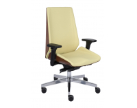 Kancelárska stolička s podrúčkami Munos Wood - žltá / orech svetlý / chróm