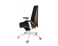 Kancelárska stolička s podrúčkami Munos Wood W - čierna / orech svetlý / biela