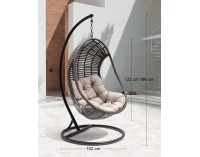 Závesné hojdacie kreslo Aruba - hnedý ratan / béžová poduška