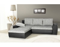 Rohová sedačka s rozkladom a úložným priestorom Bentley L/P - armada PU biela / lucy 3