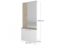 Predsieň so zrkadlom Bristol S - biela / dub wellington