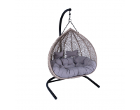 Závesné hojdacie kreslo Cuban - sivý ratan / sivé podušky