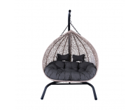 Závesné hojdacie kreslo Cuban - sivý ratan / tmavosivé podušky