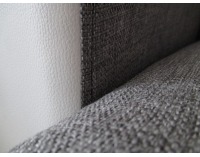 Rohová sedačka s rozkladom a úložným priestorom Denver SR - biela ekokoža / sivý šenil