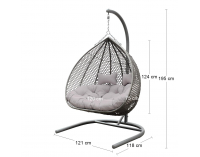 Závesné hojdacie kreslo Dominica - sivý ratan / sivé podušky