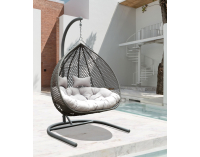 Závesné hojdacie kreslo Dominica - sivý ratan / sivé podušky