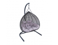 Závesné hojdacie kreslo Dominica - sivý ratan / sivé podušky