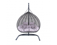 Závesné hojdacie kreslo Dominica - sivý ratan / sivé podušky