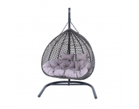 Závesné hojdacie kreslo Dominica - sivý ratan / sivé podušky