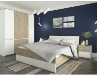 Trojdverová šatníková skriňa Leksand W-3D - dub wellington / biela