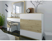 Trojdverová šatníková skriňa Leksand W-3D - dub wellington / biela