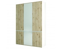 Trojdverová šatníková skriňa Leksand W-3D - dub wellington / biela