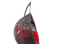 Závesné hojdacie kreslo Madeira - sivý ratan / červená poduška