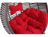 Závesné hojdacie kreslo Madeira - sivý ratan / červená poduška