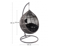 Závesné hojdacie kreslo Madeira - sivý ratan / čierna poduška