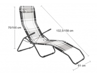 Záhradné lehátko Matador - čiernobiele káro