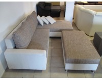 Rohová sedačka s rozkladom a úložným priestorom Maxi-L SR - krémová alcantra / svetlohnedý šenil