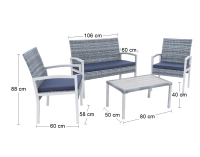 Záhradný nábytok z umelého ratanu Milagro - strieborná / sivá / modrá