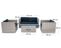 Záhradný nábytok z umelého ratanu Quattro - sivá / čierna