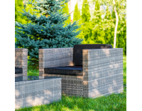 Záhradný nábytok z umelého ratanu Quattro - sivá / čierna