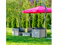 Záhradný nábytok z umelého ratanu Quattro - sivá / čierna