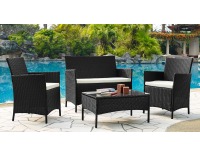 Ratanový set Siesta - čierna / béžová