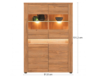 Štvordverová komoda s osvetlením Stall CHWG-4D - dub grand