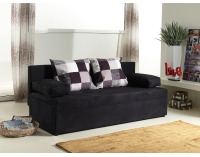 Rozkladacia pohovka s úložným priestorom Tony - alcantra 28-17 čierna / kocka