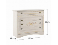 Rustikálna zásuvková komoda Valenta CH-4DR - breza polárna / breza