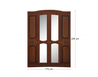 Rustikálna šatníková skriňa so zrkadlom Valenta W-4D - orech / orech antický