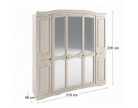 Rustikálna šatníková skriňa so zrkadlom Valenta W-5D - breza polárna / breza