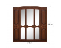 Rustikálna šatníková skriňa so zrkadlom Valenta W-5D - orech / orech antický